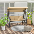 Outsunny - chaise balançoire de patio 3 places avec auvent réglable, coussins amovibles et cadre en acier-Les coussins d’assise et de dossier offrent un confort supérieur, avec une sangle pour les fixer au siège
