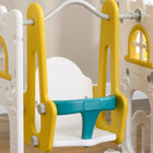 Qaba - Ensemble toboggan et balançoire 6-en-1 avec panier de basket, grimpeur - jaune-Plateforme d'attente : 14,2 po l x 11 po P (36 x 28 cm) 