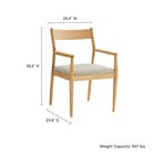 Modway Solara Fabric Wood Dining Armchairs - Natural/Heathered Weave Beige - 2 Pack-Heathered Fabric Upholstered Seats
