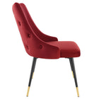 Modway Adorn Performance Velvet Dining Side Chair - Maroon - 2 Pack-Black Tapered Legs