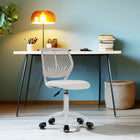 Homy Casa Beige Fabric Swivel Desk Chair-Adjustable Height: Easily customizable for optimal seating position and comfort