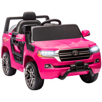 Qaba 12V Licensed Toyota Kids Electric RC Car - Pink-Licensed Toyota LAND CRUISER design 
