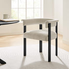 Modway - Imogen Tissu tapis Chaises de salle à manger en tonneau Ensemble de 2 - Tissage à bruyère Ivoire noir-Pieds en bois