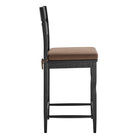 Modway Jax Oak Wood Counter Stool With Wavy Razor Back and Cushion - Black Cocoa-Armless Design