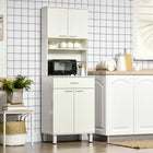 HOMCOM 71" H Kitchen Pantry Cabinet, Buffet Hutch, and Microwave Stand - White-Ample storage space with two door cabinet, a drawer, an open shelf and a countertop 