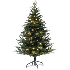 HOMCOM 5' Artificial Christmas Tree with LED Lights and Hinged Tips - Green-Warm white LED lights enhance festive evening ambiance 