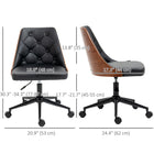 HOMCOM - Chaise de bureau en cuir PU avec hauteur réglable - noir-Bois de hêtre au dos et revêtement en similicuir, élégants et faciles d’entretien