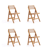Manhattan Comfort Pullman 18.11" Industry Chic Dining Folding Chair - Nature - Set of 4-Modern - Industry Chic Cane Folding Dining Chair Perfect for Dining Room Use. Set of 4