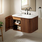 Modway - Zia Fixation murale de 30" Meuble de salle de bain avec lavabo en marbre - Noyer-Charnières à fermeture douce