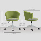 Vinsetto Fluffy Armless Office Chair with Adjustable Height - Light Green-PU castors are secured for all types of floors, such as hardwood, laminate, tile, slate, and etc