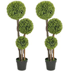 HOMCOM - Arbre topiaire artificiel à trois boules en buis 45 po - vert - ensemble de 2-Magnifique ensemble de deux arbres artificiels de buis à trois boules 