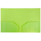JAM Paper - Chemises scolaires à deux pochettes en plastique robuste - vert lime - Paquet de 6-Taille : 9,5 x 11,625 pouces | S'adapte facilement aux documents de 8,5" x 11"