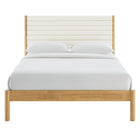 Modway Olea Channel Tufted Boucle Solid Wood Queen Platform Bed - Feather Oak-No Box Spring Needed