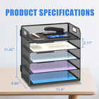 ShoppingAll - Organisateur de bureau à 5 plateaux en treillis métallique pour lettres et dossiers, avec poignée-Maximisez l’Espace de Bureau – Gardez votre surface de travail bien dégagée en rangeant vos documents, dossiers et accessoires à la verticale