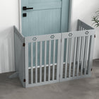 PawHut 80" Extra Wide Freestanding Pet Gate with Support Feet - Light Grey-Two removable feet for added stability 