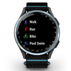 Garmin Approach J1 Smartwatch - Cloud Blue Aluminum Bezel with Black/Azure ComfortFit Fabric Band-Pace-of-play timer: A simple visual keeps the game moving at the recommended pace