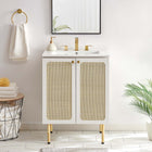Modway Chaucer 24" Bathroom Vanity - White-Metal Cabinet Knobs