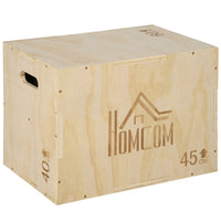 Soozier 3-in-1 Wooden Plyo Box - Natural-Robust, stable and easy to use
