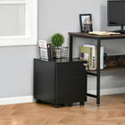 Vinsetto 2-Drawer Letter/A4 Filing Cabinet with Wheels Lockable - Black-Removable pencil tray for holding stationery
