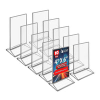 Azar - Porte-cartes de bureau/comptoir à chargement supérieur/latéral en acrylique - Transparent - Paquet de 10 (152792-SLV-10PK)-Vendu en paquets de 10