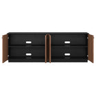Hudson&Canal Lillian Rectangular TV Stand for TV's up to 75" - Black Grain/Satin Walnut-Accomodates TVs up to 75" for your entertaining space