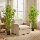 HOMCOM 5' Artificial Bamboo Tree in Pot - Green - 2 Pack-Suitable for home or office, spices up any space with its natural accent 