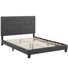 Modway Melanie Tufted Button Upholstered Fabric Full Platform Bed - Grey-Platform Bed Frame With Headboard