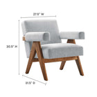 Modway Lyra Fabric Armchair - Light Grey Fabric - Set of 2-Non-removable Cushions