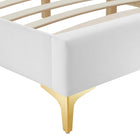 Modway Sutton Performance Velvet Full Bed Frame - White-Gold Metal Legs With Non-Marking Caps