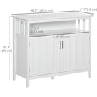 HOMCOM 41.75" L Sideboard Buffet Storage Cabinet - White-This freestanding furniture features an anti-tipping design and can be fixed to the wall to prevent it from tipping over 