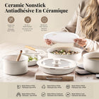 Gotham Steel Ceramic and Aluminum Non-Stick Cookware 18-Piece Set with Detachable Handles - Cream-Ultimate cooking versatility: designed for use on all stovetops, this set is ideal for a variety of cooking methods, from searing to simmering, the robust aluminum construction ensures even heat distribution, allowing you to achieve perfect cooking results every time