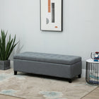 HOMCOM - Banc d’entrée en tissu lin avec pieds en bois - gris-Revêtement en tissu confortable et mousse douce créent un bel espace d’assise   