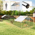 PawHut Galvanized Large Walk-in Chicken Coop Enclosure with Cover - 39.4' x 9.8' x 6.4'-Steel hexagonal mesh offers excellent protection for your animals 