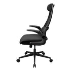 COUGAR Stryder Office Chair with Lumbar Support & Flip-Up Armrests - Black-Contoured Lumbar Zone: Subtly integrated into the backrest, the ergonomic lumbar support encourages upright posture and reduces lower back strain during extended use