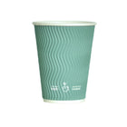 Tannex Double Wall Ripple Paper Coffee Cup - 12 oz/360 mL - Sage Green - 500 pack-Serve your hot and cold beverages with confidence