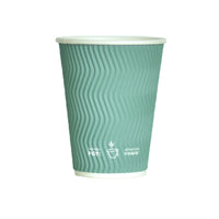 Tannex - Gobelets à café à double paroi en papier à motif ondulé, 12 oz/360 mL - vert sauge - paquet de 500-Servez vos boissons chaudes et froides avec confiance