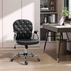 Vinsetto - Chaise de bureau en similicuir avec dossier et accoudoirs capitonnés à boutons - noir-Réglez la hauteur du siège selon vos besoins pendant de longues heures de travail