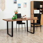 HOMCOM Dining Table with Wave-edged Tabletop & Steel Legs for Kitchen - Rustic Brown-Sturdy steel legs provide more stability