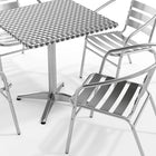 Flash Furniture – Table carrée de 27,5 po en aluminium avec 4 sièges à traverses, intérieur/extérieur (TLH28SQ017BCHR4)-Dessus de table en acier inoxydable lisse