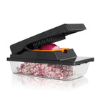 As Seen on TV - NutriSlicer XL Trancheuse et hachoir de cuisine portable 4 en 1 avec récipient de rangement – ​​Noir-Le Nutrislicer XL est doté de 4 lames robustes en acier inoxydable, coupant les légumes et les aliments jusqu'à 18 fois plus rapidement qu'à la main, tout en économisant des tonnes d'efforts et un temps précieux pour hacher et trancher les aliments pendant la préparation des repas
