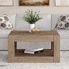 Hudson&Canal - Table basse carrée Hughes de 81 cm de largeur, , en chêne gris vieilli-Nettoyer avec un chiffon doux et sec, sans produits chimiques agressifs ni produits de nettoyage abrasifs