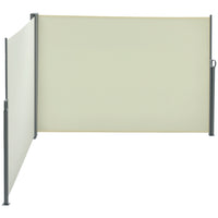 Outsunny Double Retractable Side Awning - Cream White-Flexible double side awnings for outdoor use
