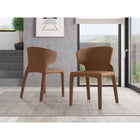 Manhattan Comfort Conrad 20.47" Mid-Century Modern Faux Leather Upholstered Dining Chairs - Saddle - Set of 2-Frame Made of Durable Metal