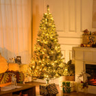 HOMCOM 6' Pre-Lit Snow-Flocked Artificial Christmas Tree - Green-Sprayed with artificial snow to add a wintry appearance 