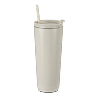 General Supply Goods + Co 700 ml Stainless Steel Tumbler with Straw - Cream-Double wall stainless steel construction for temperature retention