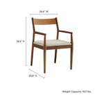 Modway - Solara Bois en tissu Fauteuils de salle à manger Ensemble de 2 - Noyer Tissage de bruyère beige-Sièges rembourrés en tissu bourré