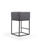 Manhattan Comfort - Tabouret de comptoir Embassy 52 cm style milieu du siècle moderne, revêtement en similicuir gris et noir, lot de 2-Livré chez vous entièrement assemblé ! Aucun assemblage requis