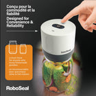 RoboSeal Rechargeable Mason Jar Vacuum Sealer-Universal design works with both regular and wide mouth mason jars, the main unit fits wide mouth jars and the removable converter fits regular mouth jars