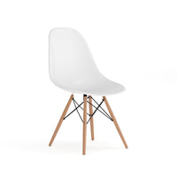 Flash Furniture Elon Series Plastic Chair with Wooden Legs - White-Accent Side Chair