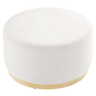 Modway Tilden Large 29" Round Performance Velvet Upholstered Ottoman - Alabaster/Natural-Non-Marking Foot Glides